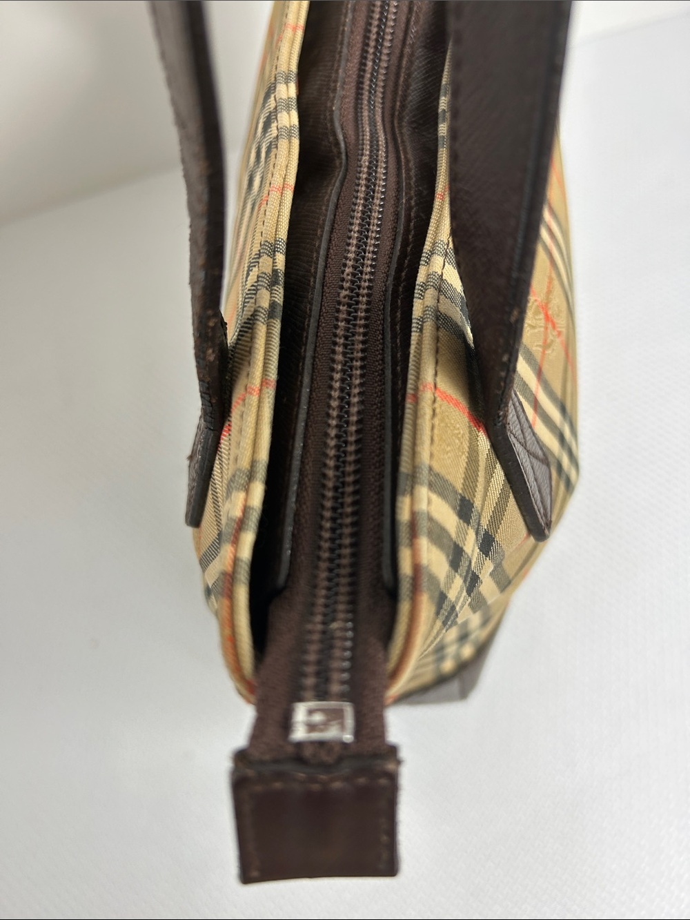 Burberry Haymarket Nova Check Two Handles Canvas Leather Shoulder Bag SM Purse - Picture 6 of 11
